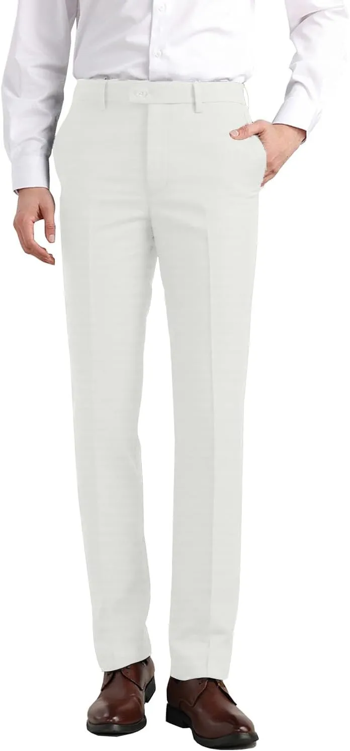 Men's Dress Pants Classic Fit Expandable Waist Casual Flat Front Pant