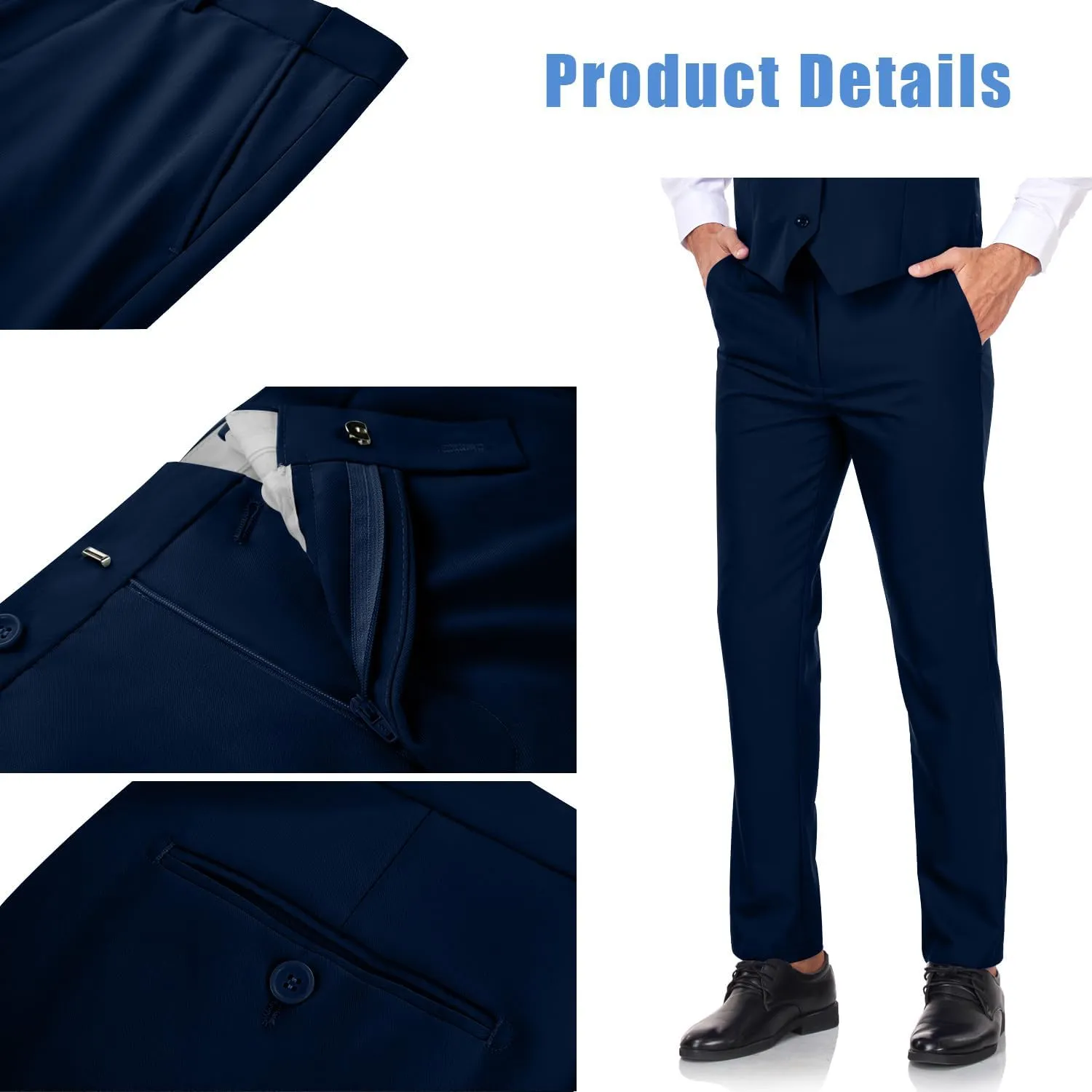 Men's Dress Pants Classic Fit Expandable Waist Casual Flat Front Pant
