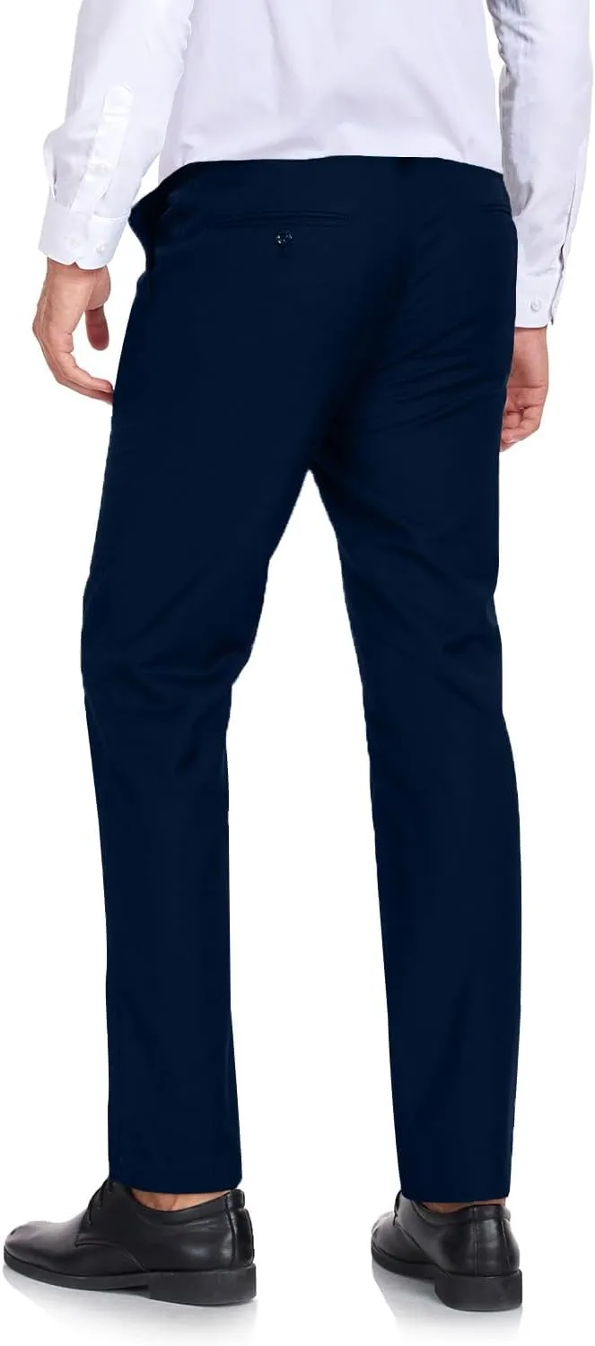 Men's Dress Pants Classic Fit Expandable Waist Casual Flat Front Pant