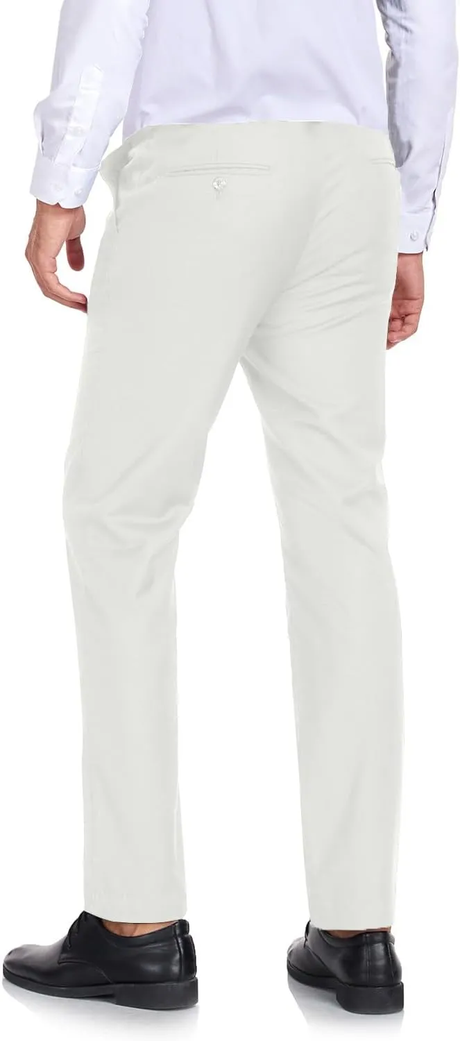Men's Dress Pants Classic Fit Expandable Waist Casual Flat Front Pant