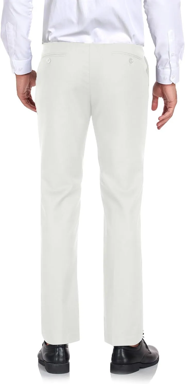 Men's Dress Pants Classic Fit Expandable Waist Casual Flat Front Pant