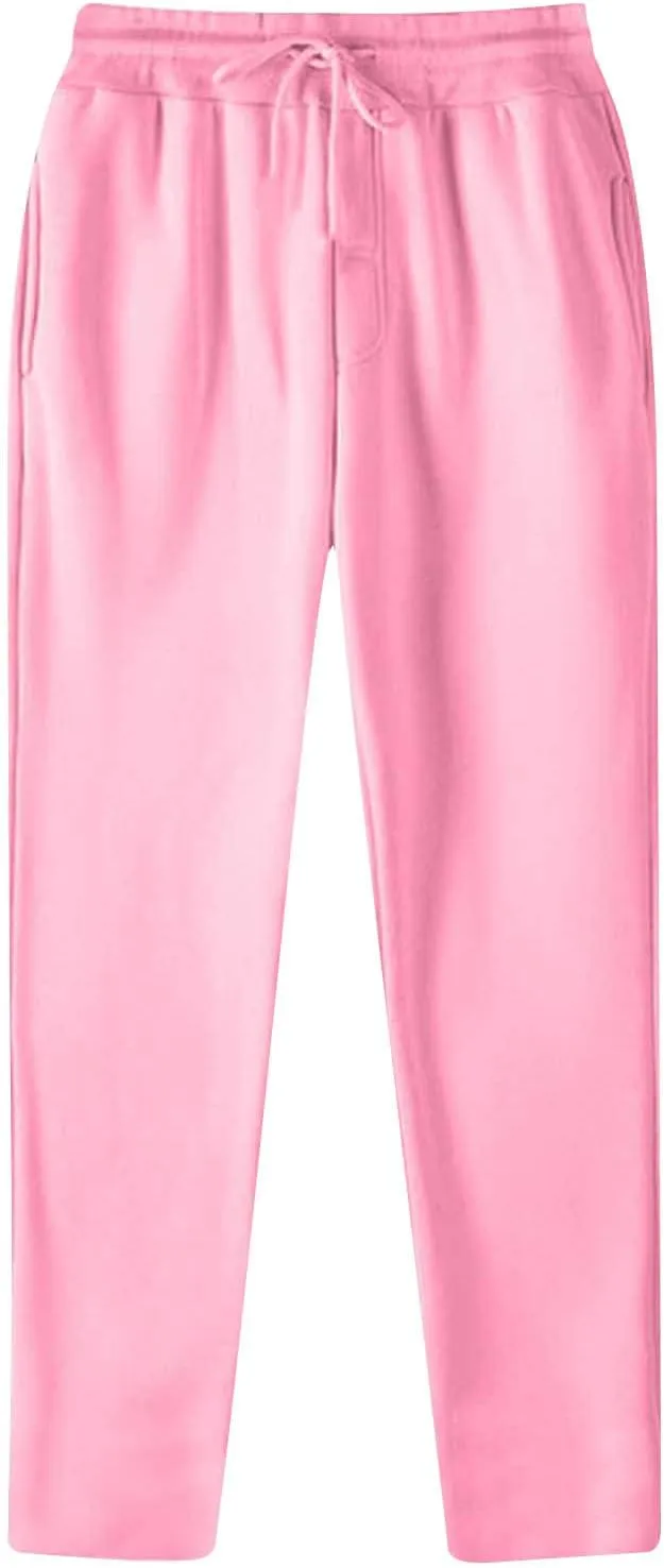 Men's Fashion Sweatpants Solid Color Elastic Waist Drawstrings Straight Slim Fit Trousers New Comfort Casual Pants
