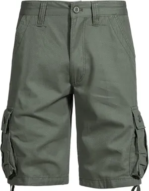 Men's Fashion Workout Shorts with Multi Pockets Zipper Button Slim Fit Cargo Pants Active Workout Short Pants 2025