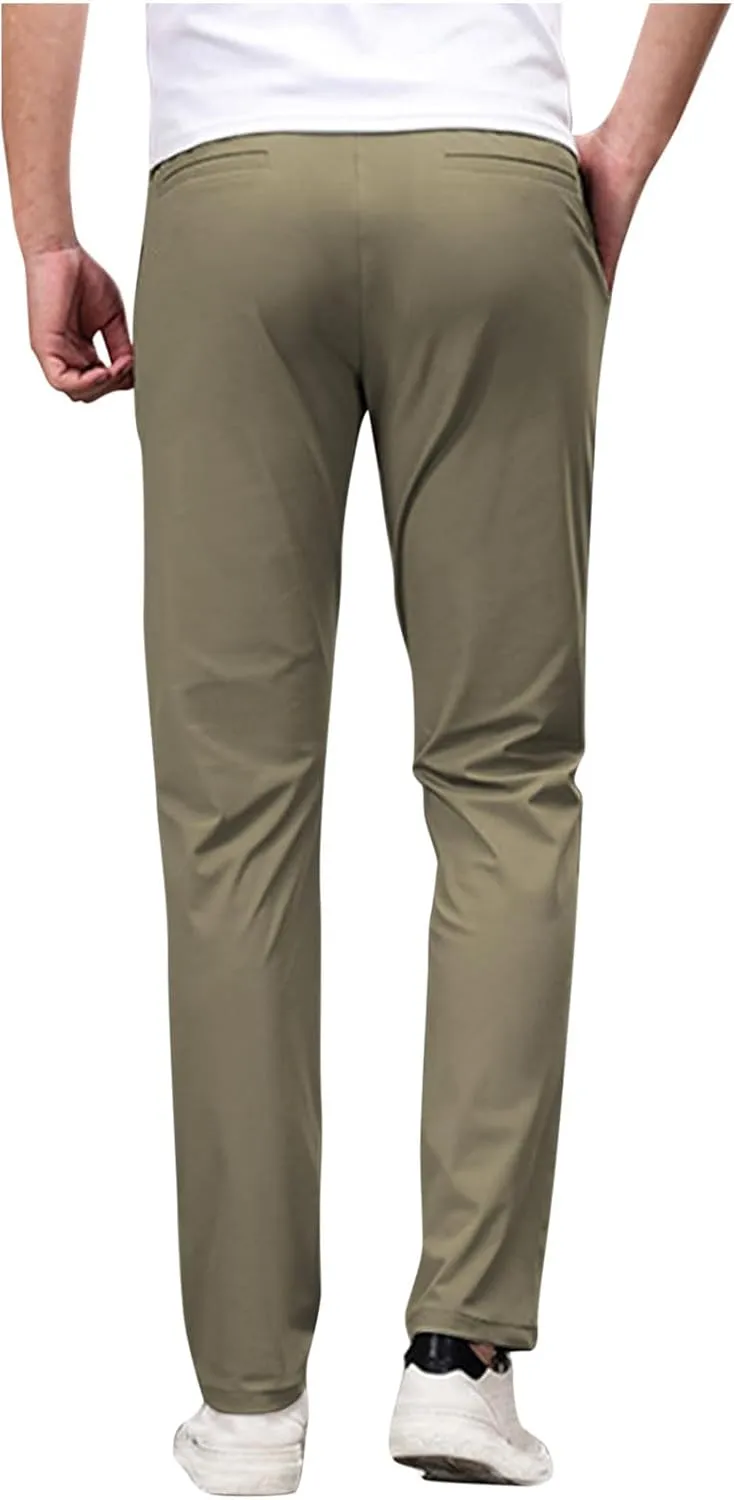 Men's Golf Joggers Pants with Zipper Pockets Stretch Slim Fit Tapered Dress Work Business Casual Sweatpants for Men