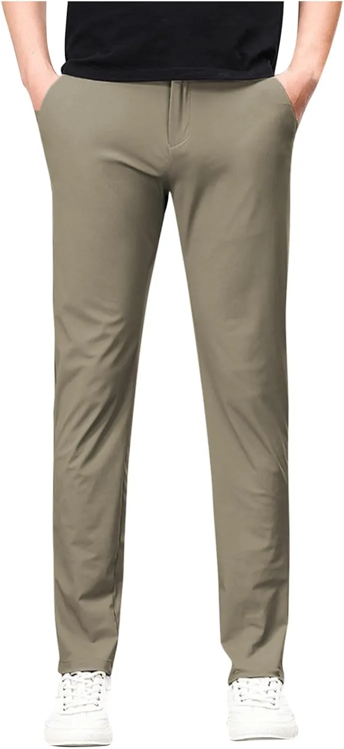 Men's Golf Joggers Pants with Zipper Pockets Stretch Slim Fit Tapered Dress Work Business Casual Sweatpants for Men