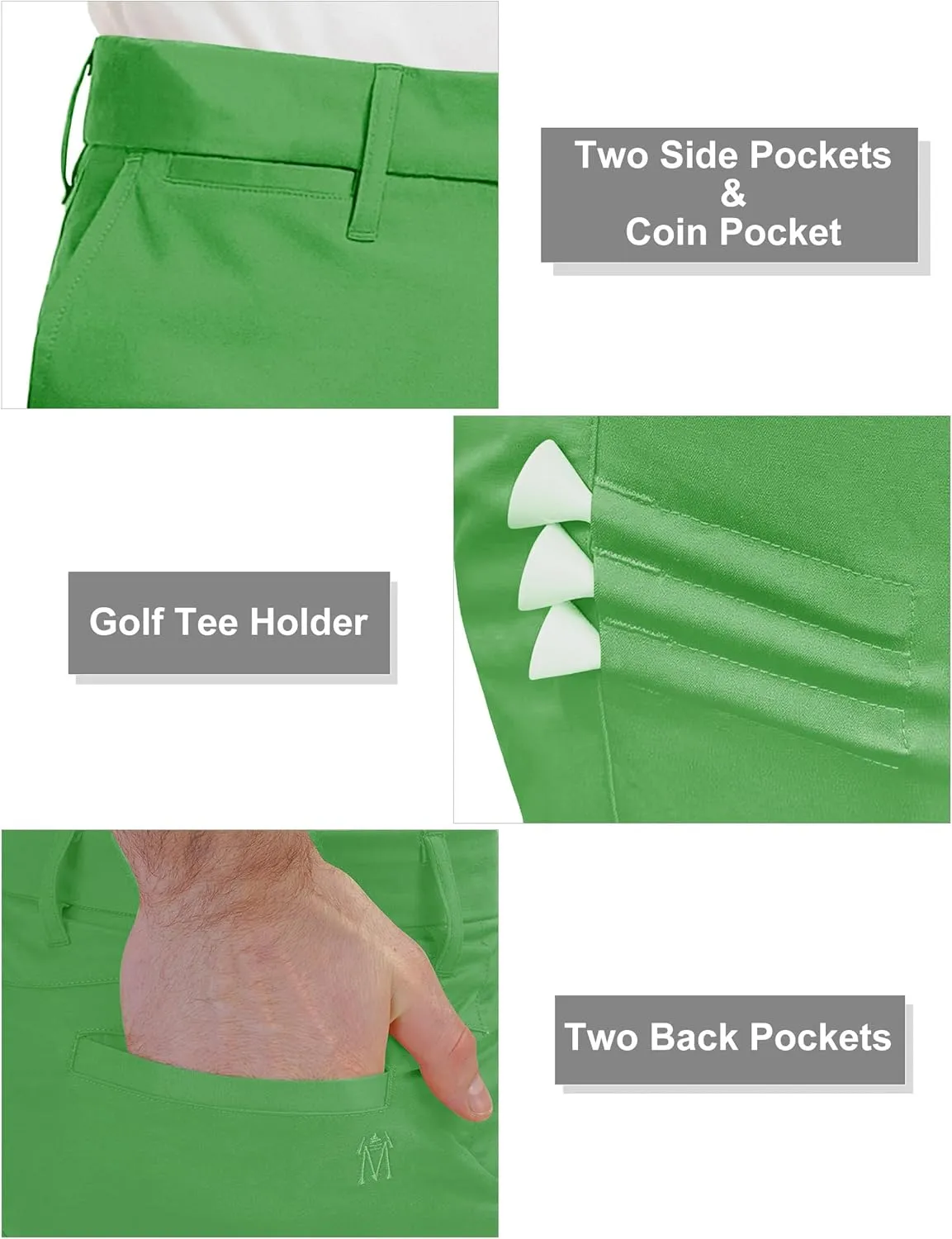 Men's Golf Pants Stretch Waist Slim Fit Tapered Classic Fit Golf Pants