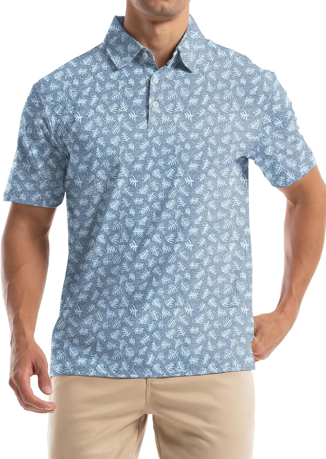 Mens Golf Shirt Short Sleeve Dry Fit Print Moisture Wicking Performance Collared Funny Golf Polo Shirts for Men