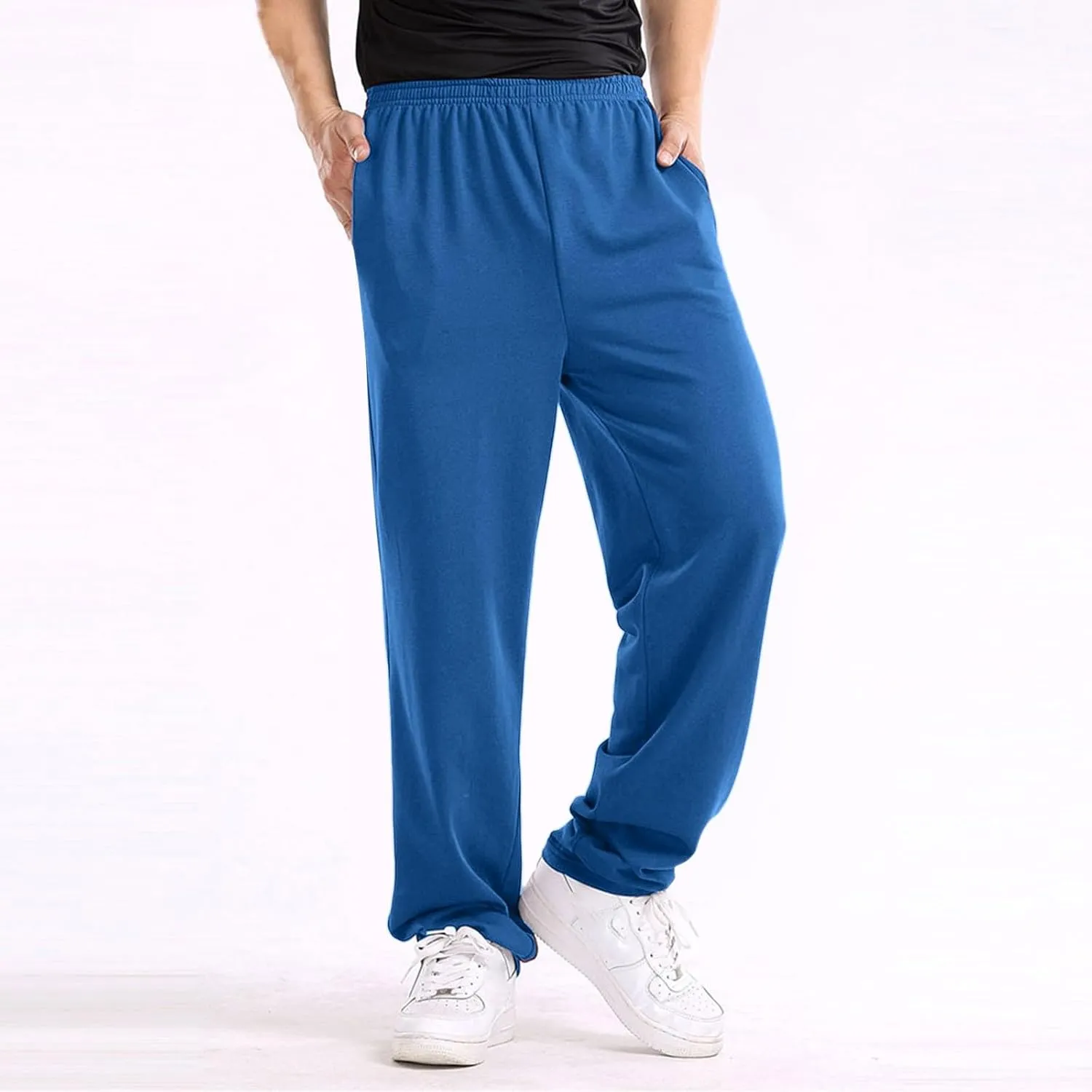 Men's Linen Harem Pants, Casual Loose Drawstring Elastic Waist Sweatpant, Outdoor Baggy Hiking Jogger Trousers Pockets