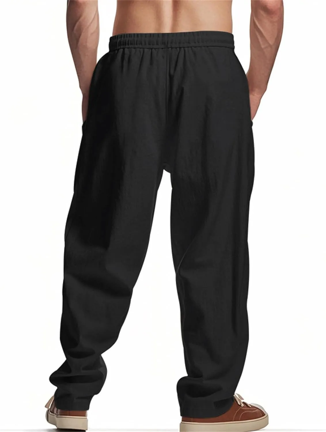 Men's Linen Pants Palm Tree Graphic Pant Summer Outdoor Vacation Beach Plus Size Trousers Casual Open Bottom Slacks