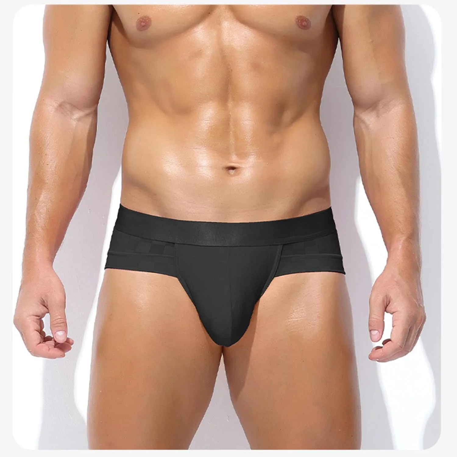 Men's Plaid Briefs Moisture Wicking Lightweight Breathable Close Fitting Panties Comfort Soft Stretch Sexy Underwear