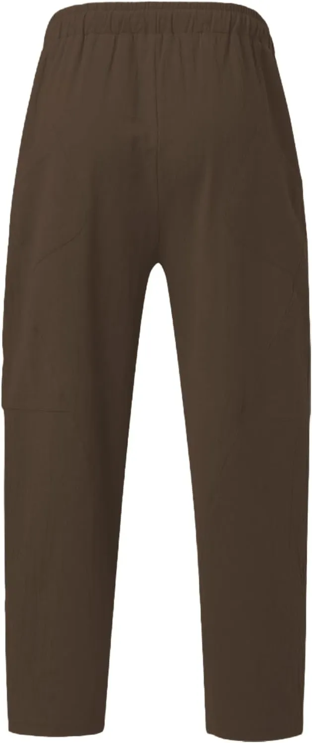 Mens Plus Size Linen Beach Pants Casual Solid Tapered Pant Summer Vacation Trousers Lightweight Drawstring Slacks