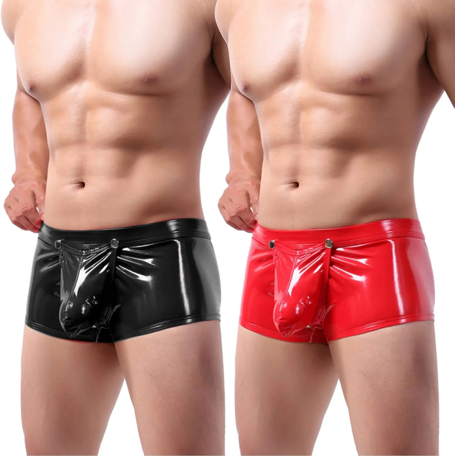Men's PU Leather Shorts Elastic Waist Rave Hot Short Pants Underwear Men Sexy Shorts Exotic Outfit for Club Party