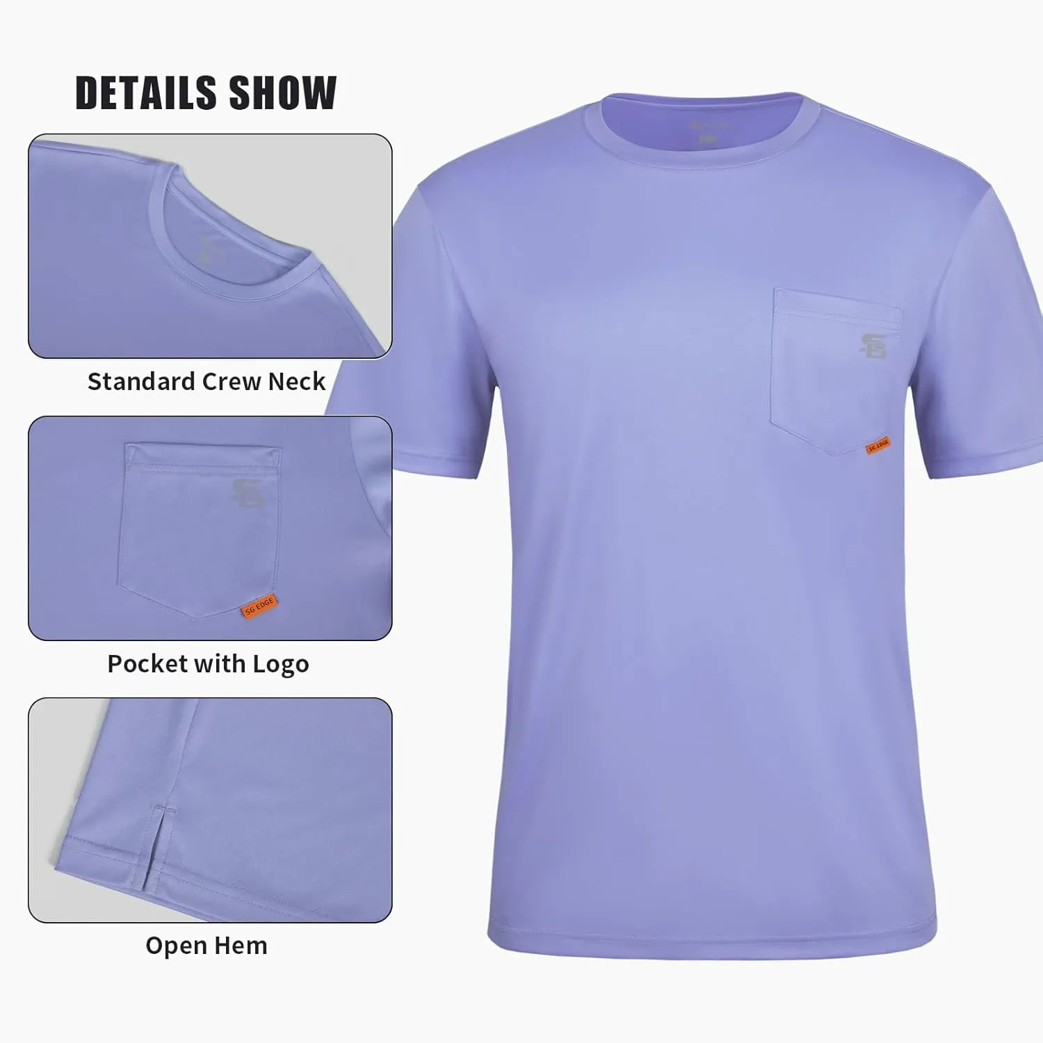 Men's Rash Guard Shirts UPF 50  Moisture Wicking Short Sleeve Chest Pocket Quick Dry Lightweight