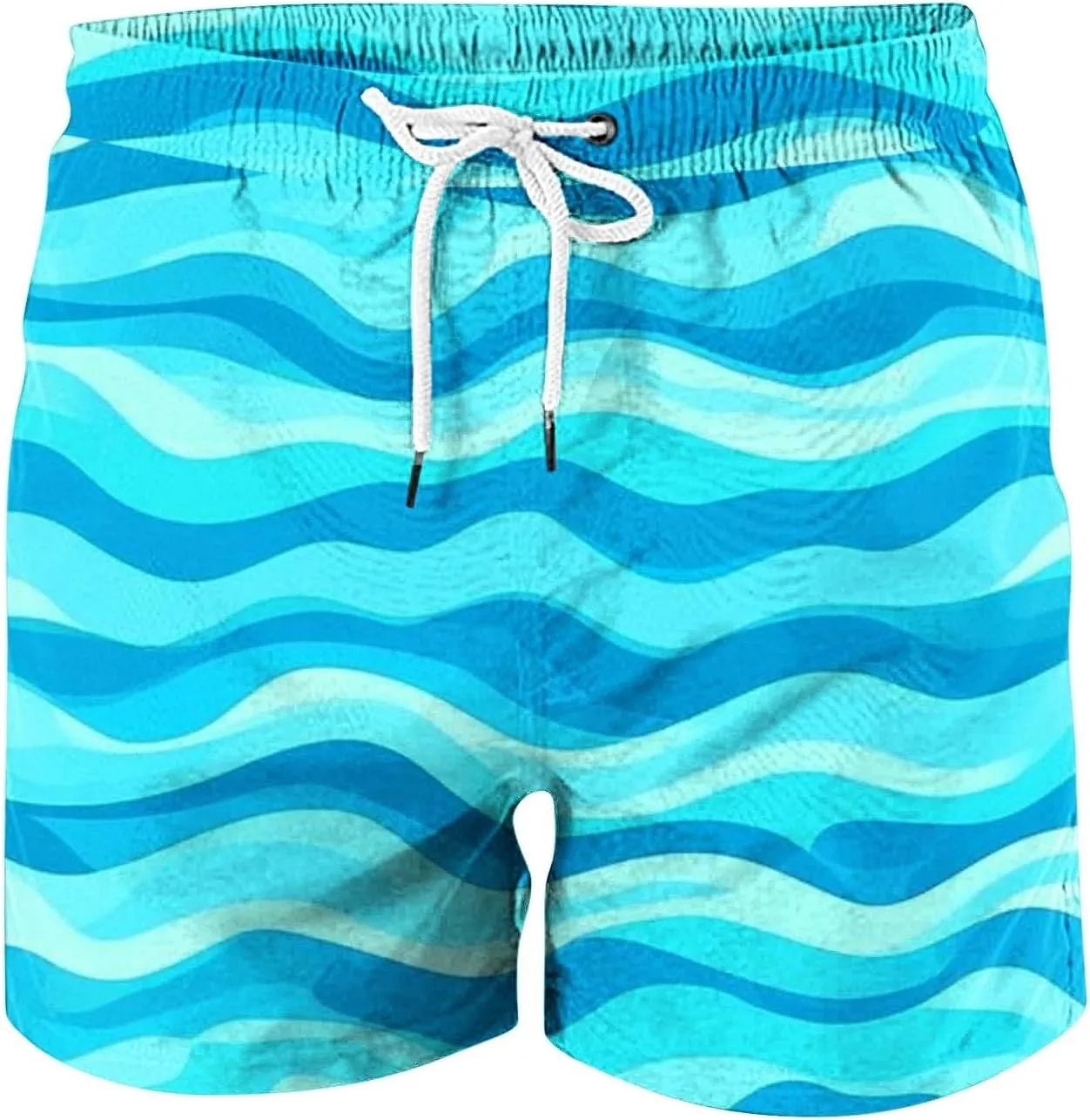 Mens Shorts 2025 Summer Hawaiian Beach Shorts Lightweight Elastic Waist Drawstring Casual Board Short with Pockets