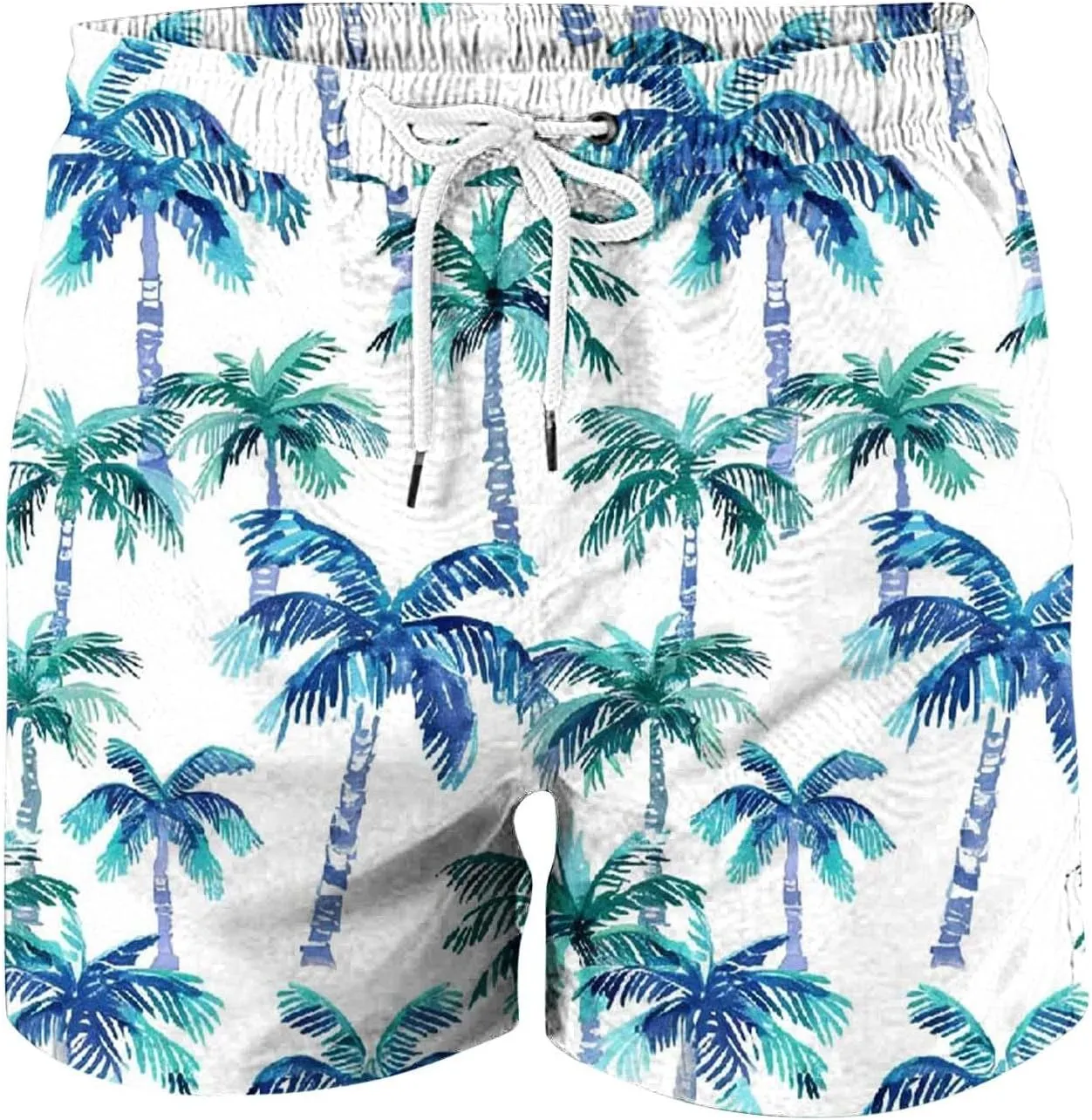 Mens Shorts 2025 Summer Hawaiian Beach Shorts Lightweight Elastic Waist Drawstring Casual Board Short with Pockets