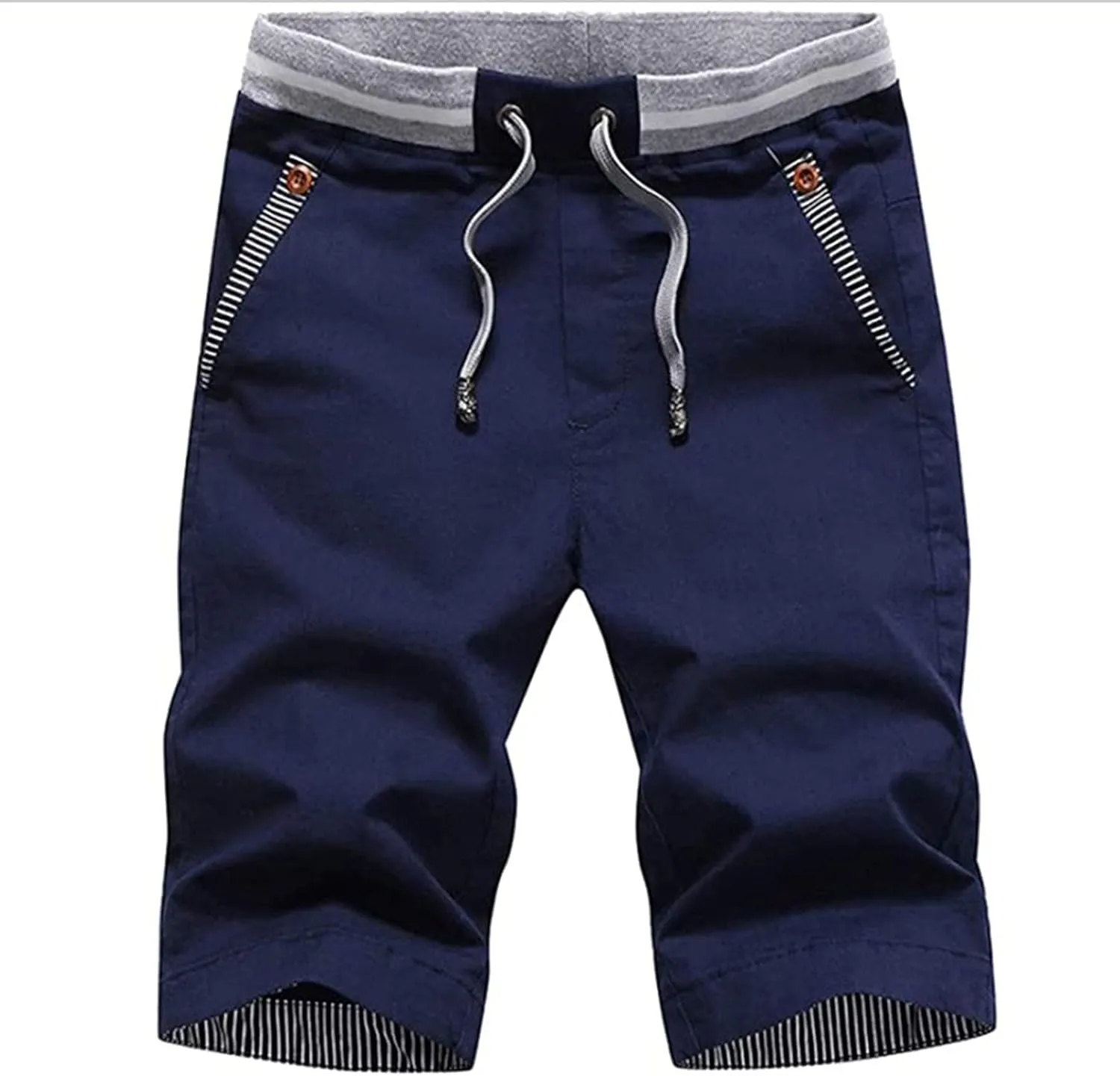 Men's Shorts Summer Casual Drawstring Elastic Waist Outdoor Sport Stretch Slim Fit Chino Shorts with Pocket