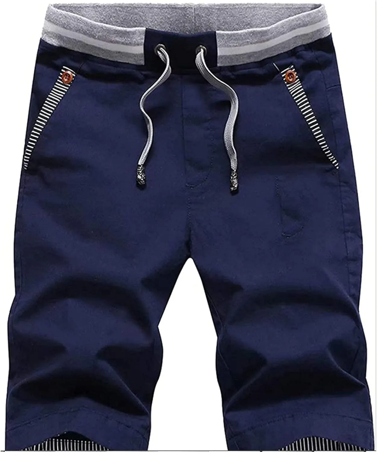 Men's Shorts Summer Casual Drawstring Elastic Waist Outdoor Sport Stretch Slim Fit Chino Shorts with Pocket