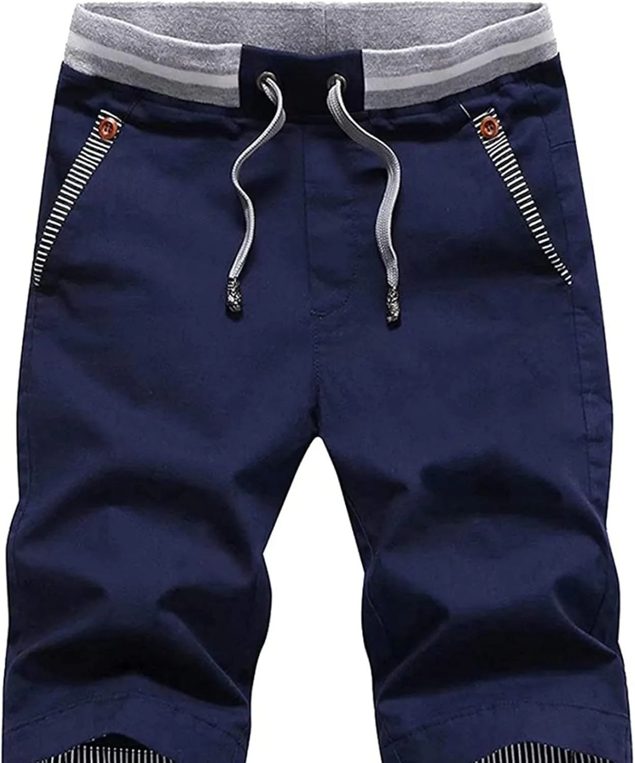 Men's Shorts Summer Casual Drawstring Elastic Waist Outdoor Sport Stretch Slim Fit Chino Shorts with Pocket