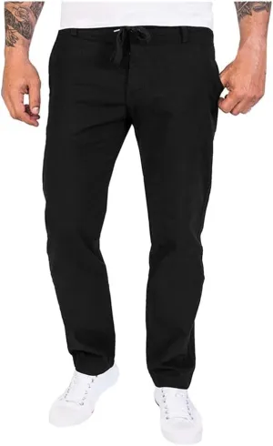 Men's Solid Color Linen Outdoor Pants Loose Casual Drawstring Long Leg Pants 2025