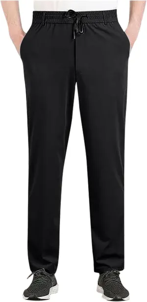 Mens Straight Fit Pants Outdoor Hiking Joggers Baggy Pants Classic Fit Drawstring Elastic Waist Long Casual Pants