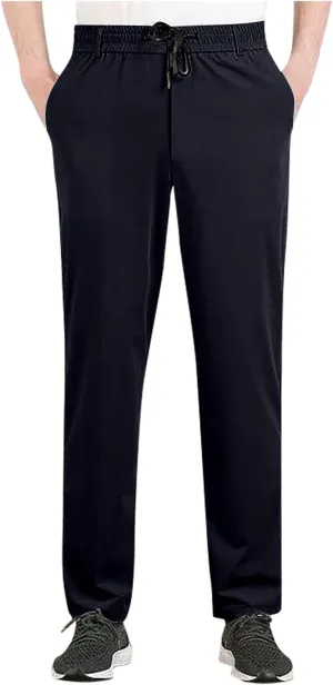 Mens Straight Fit Pants Outdoor Hiking Joggers Baggy Pants Classic Fit Drawstring Elastic Waist Long Casual Pants
