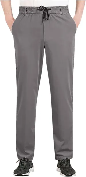 Mens Straight Fit Pants Outdoor Hiking Joggers Baggy Pants Classic Fit Drawstring Elastic Waist Long Casual Pants
