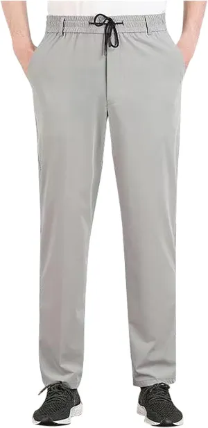 Mens Straight Fit Pants Outdoor Hiking Joggers Baggy Pants Classic Fit Drawstring Elastic Waist Long Casual Pants