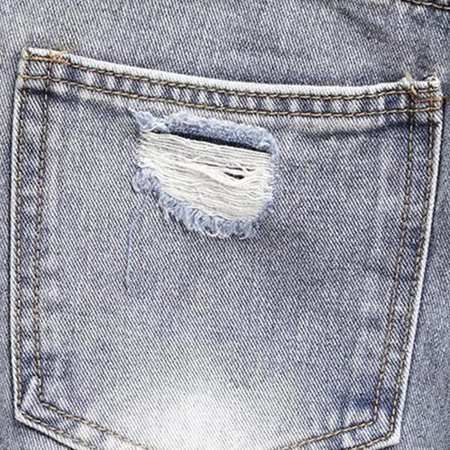 Men's Street Style Jean Shorts Fashion Ripped Knee Lenght Half Jeans Distressed Classic Fit Frayed Short Jean Pants