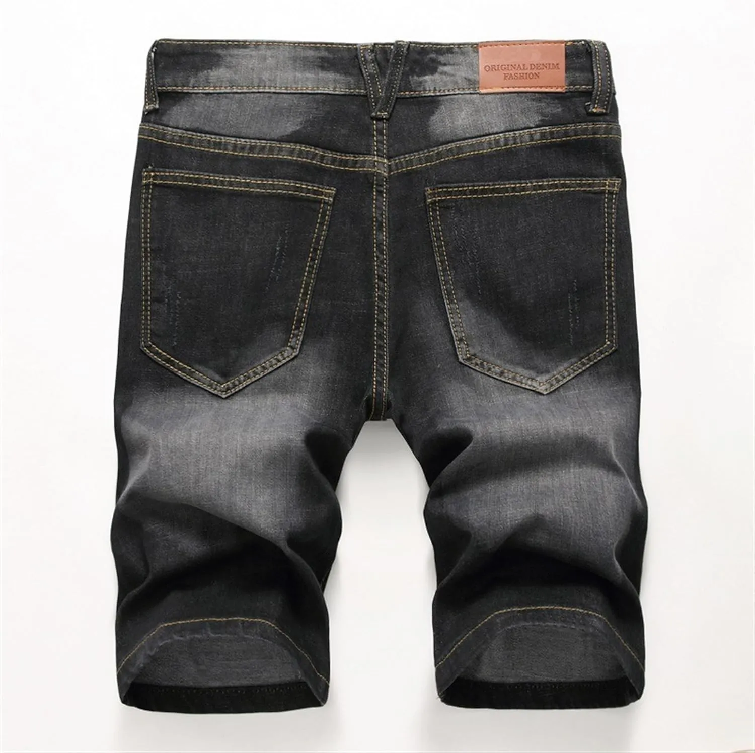 Men's Street Style Jean Shorts Fashion Ripped Knee Lenght Half Jeans Distressed Classic Fit Frayed Short Jean Pants