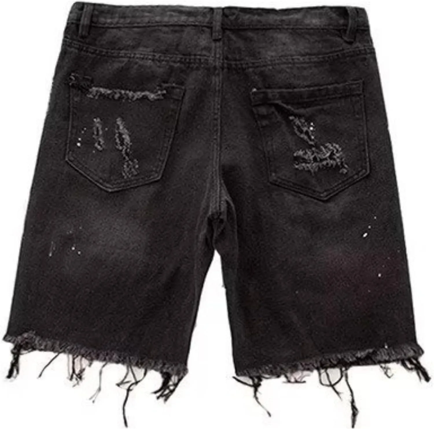 Men's Street Style Jean Shorts Fashion Ripped Knee Lenght Half Jeans Distressed Classic Fit Frayed Short Jean Pants