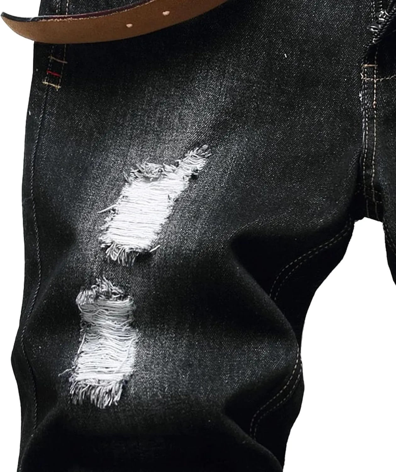 Men's Street Style Jean Shorts Fashion Ripped Knee Lenght Half Jeans Distressed Classic Fit Frayed Short Jean Pants