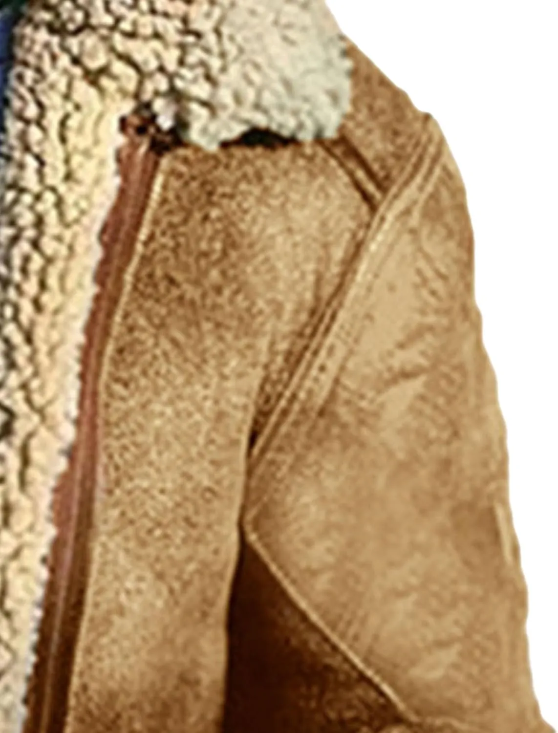 Men's Suede Winter Jacket Fur Collar Bomber Faux Leather Coat Sherpa Lined Warm Winter Outwear