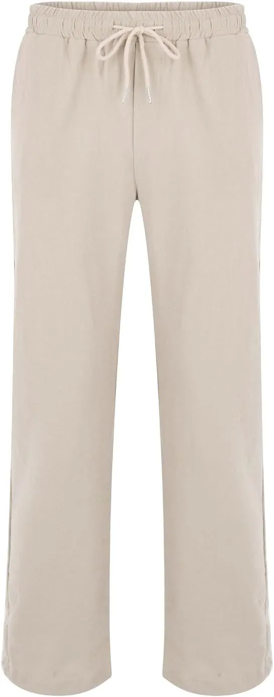 Mens Summer Cropped Pants Casual Elastic Waist Slim Fit Ankle Length Trousers with Pockets Stretch Drawstring Sweatpants