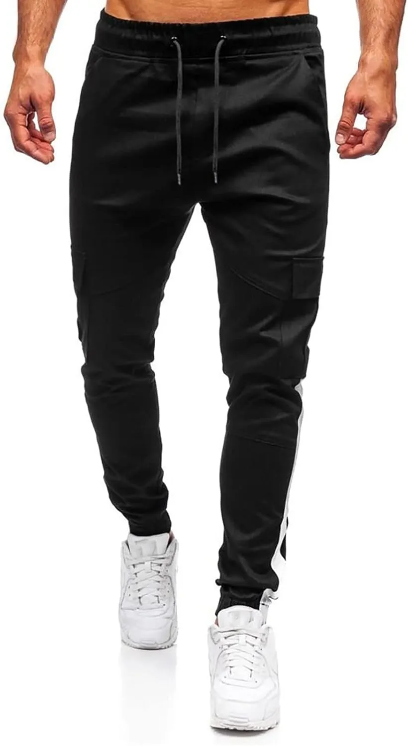 Mens Sweatpants Men's Heavyweight Fleece Cargo Sweatpants Stretch Elastic Waist Jogger Sport Pants Drawstring Sports