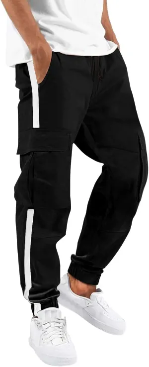Mens Sweatpants Men's Heavyweight Fleece Cargo Sweatpants Stretch Elastic Waist Jogger Sport Pants Drawstring Sports