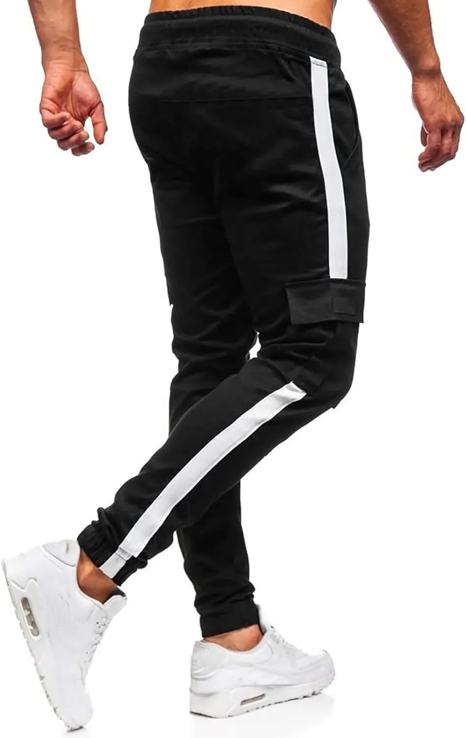 Mens Sweatpants Men's Heavyweight Fleece Cargo Sweatpants Stretch Elastic Waist Jogger Sport Pants Drawstring Sports
