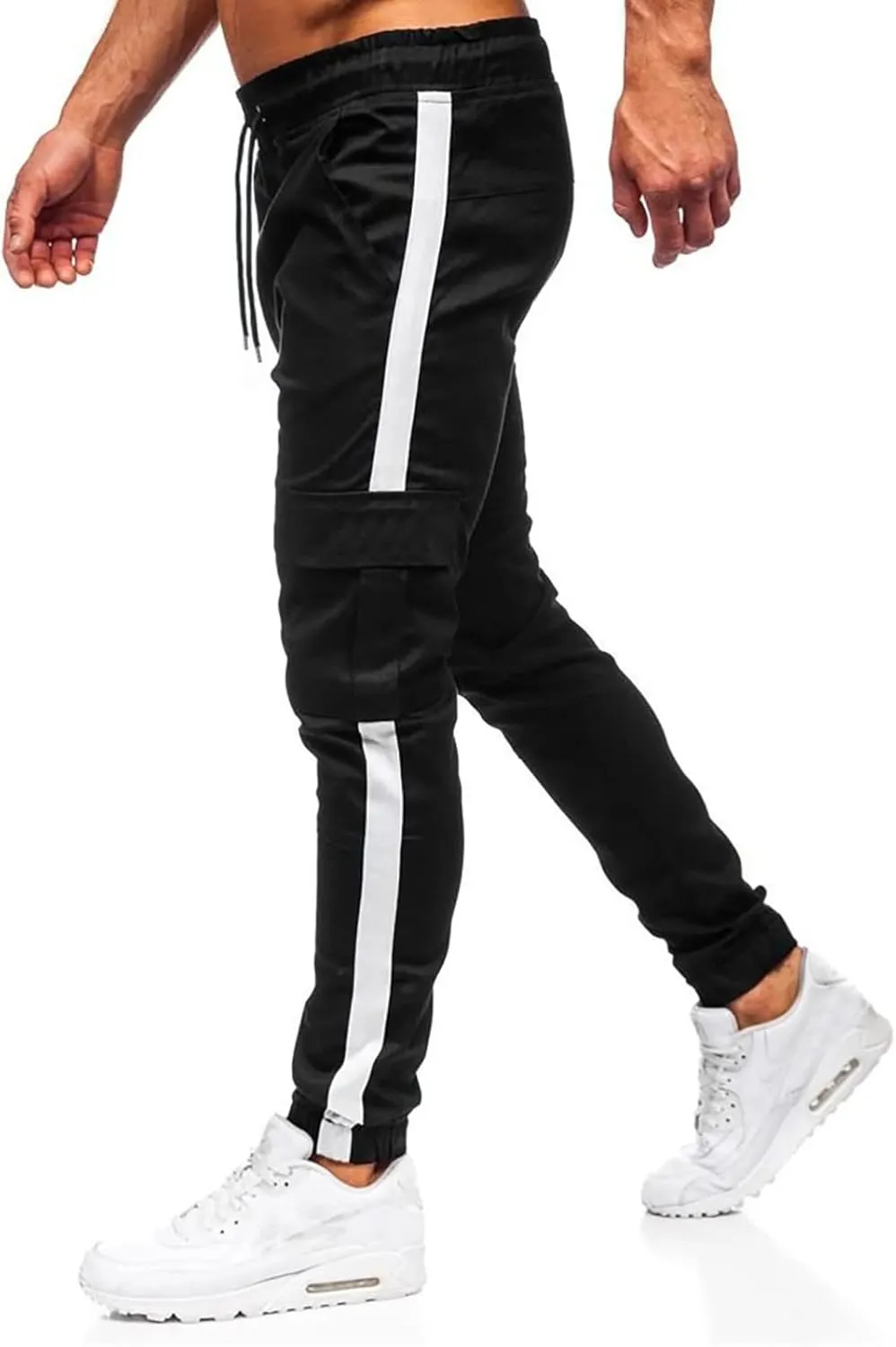 Mens Sweatpants Men's Heavyweight Fleece Cargo Sweatpants Stretch Elastic Waist Jogger Sport Pants Drawstring Sports