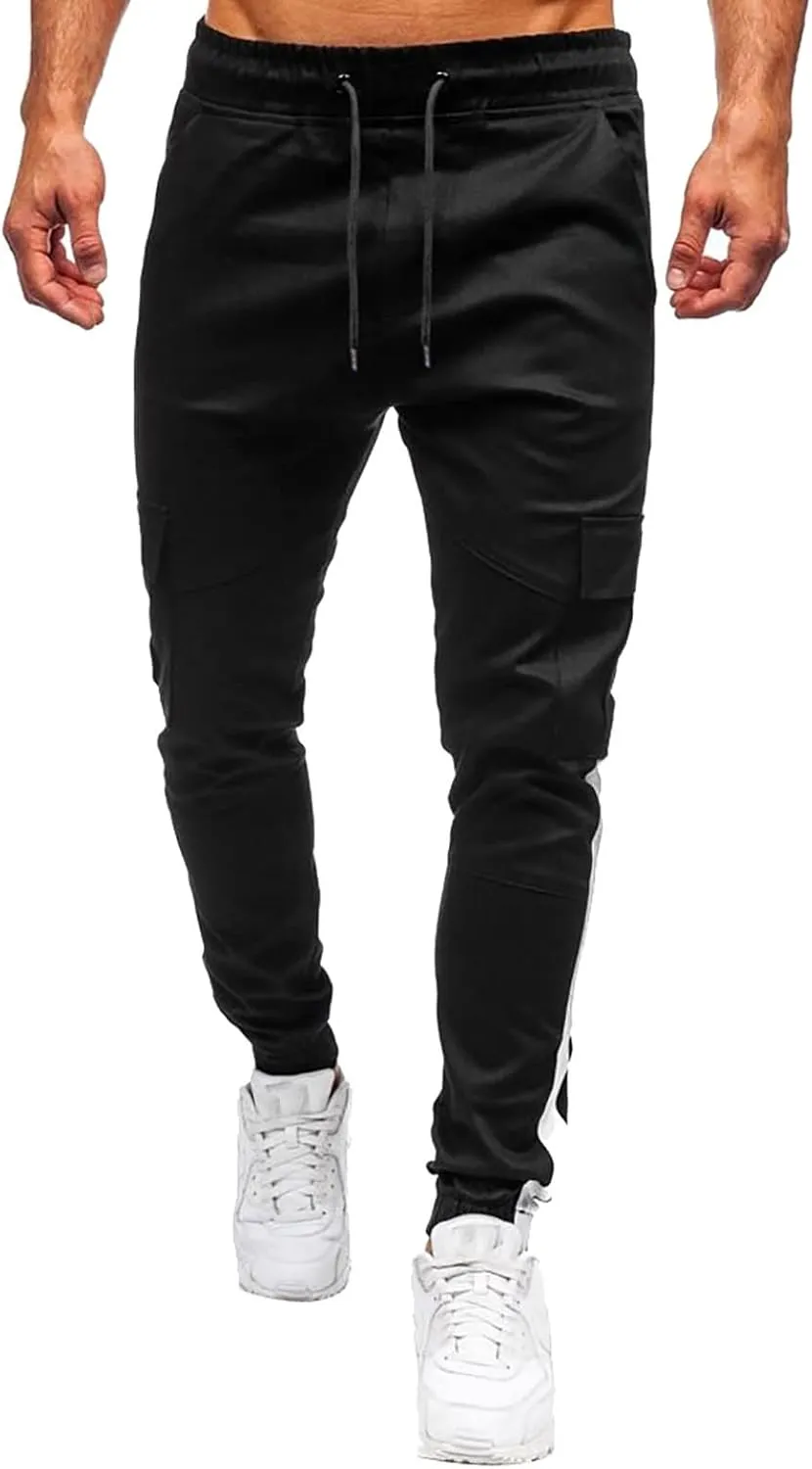 Mens Sweatpants Men's Heavyweight Fleece Cargo Sweatpants Stretch Elastic Waist Jogger Sport Pants Drawstring Sports