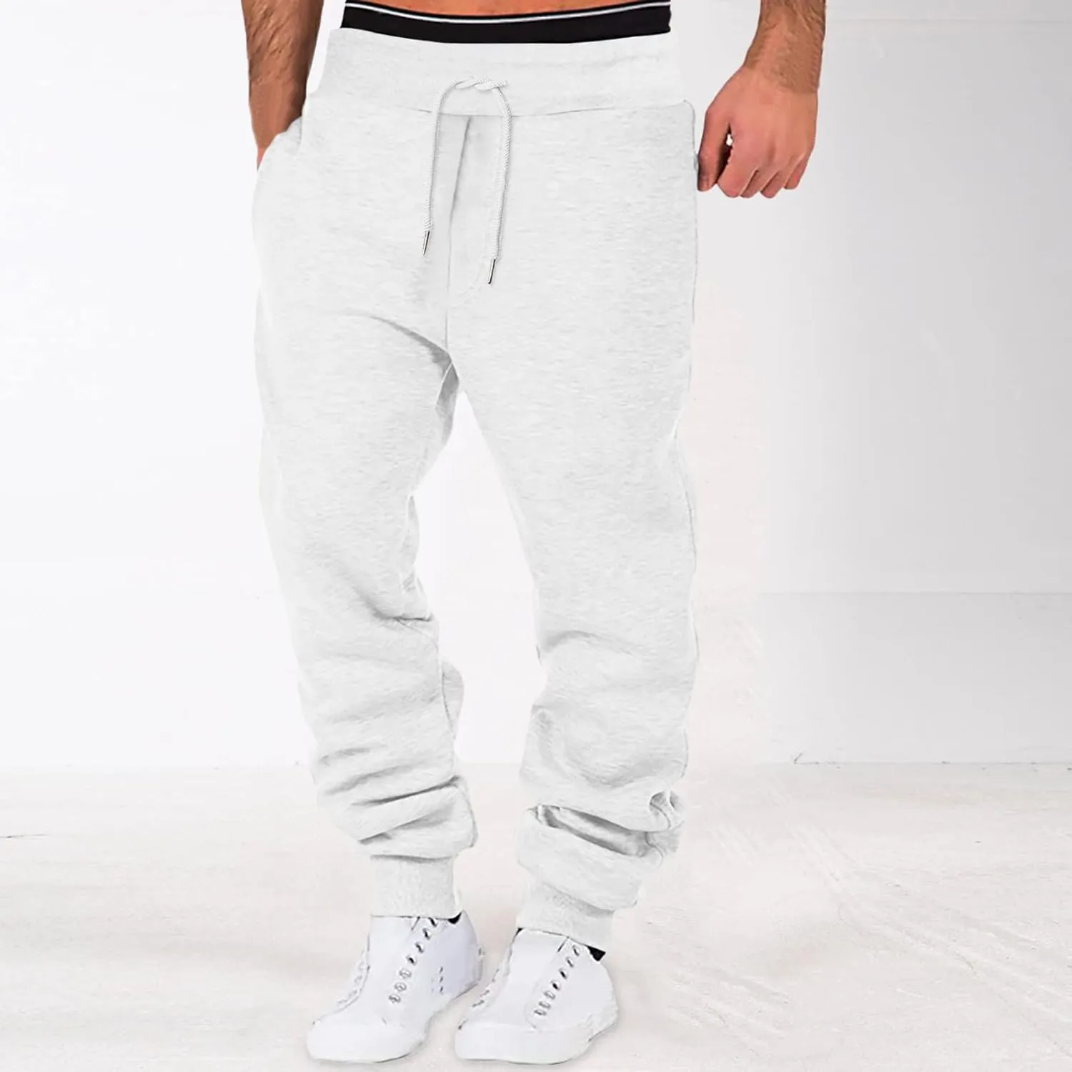 Mens Sweatpants with Pockets Big and Tall Fleece Cargo Sweatpants Men's Jogger Pants Drawstring Gym Running Athletic