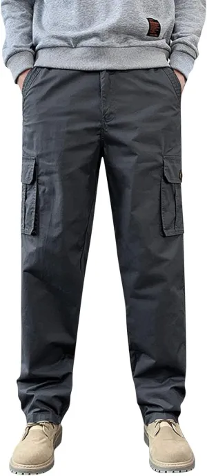 Mens Sweatpants with Pockets Big and Tall Lightweight Outdoor Straight Type Fitness Pants Multiple Pockets Cargo Pants