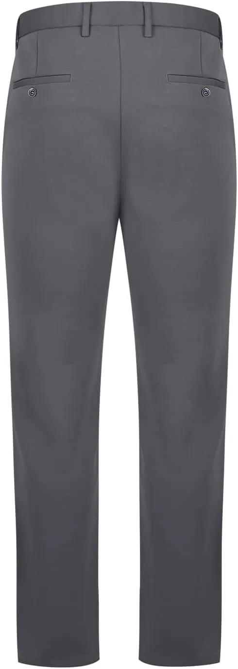 Men's Thicken Dress Pants Flat Front Slim Fit Business Work Pant Casual Straight Leg Suit Trousers with Pockets