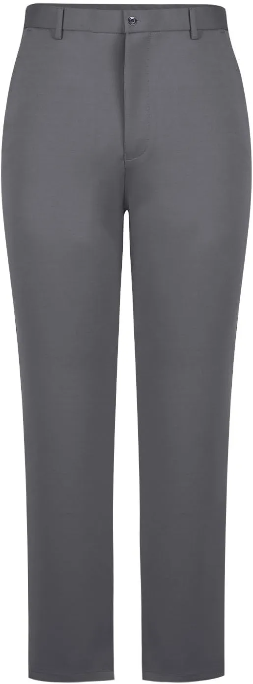 Men's Thicken Dress Pants Flat Front Slim Fit Business Work Pant Casual Straight Leg Suit Trousers with Pockets