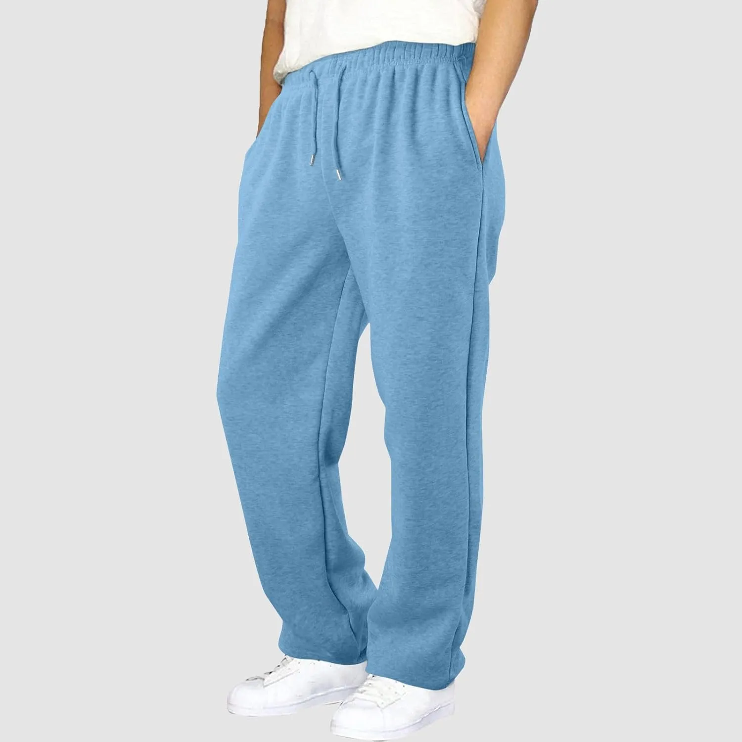 Men's Waffle Joggers, Lightweight Drawstring Casual Bottom Sweatpants, Straight Leg Slim Jogger Sweatpants with Pockets