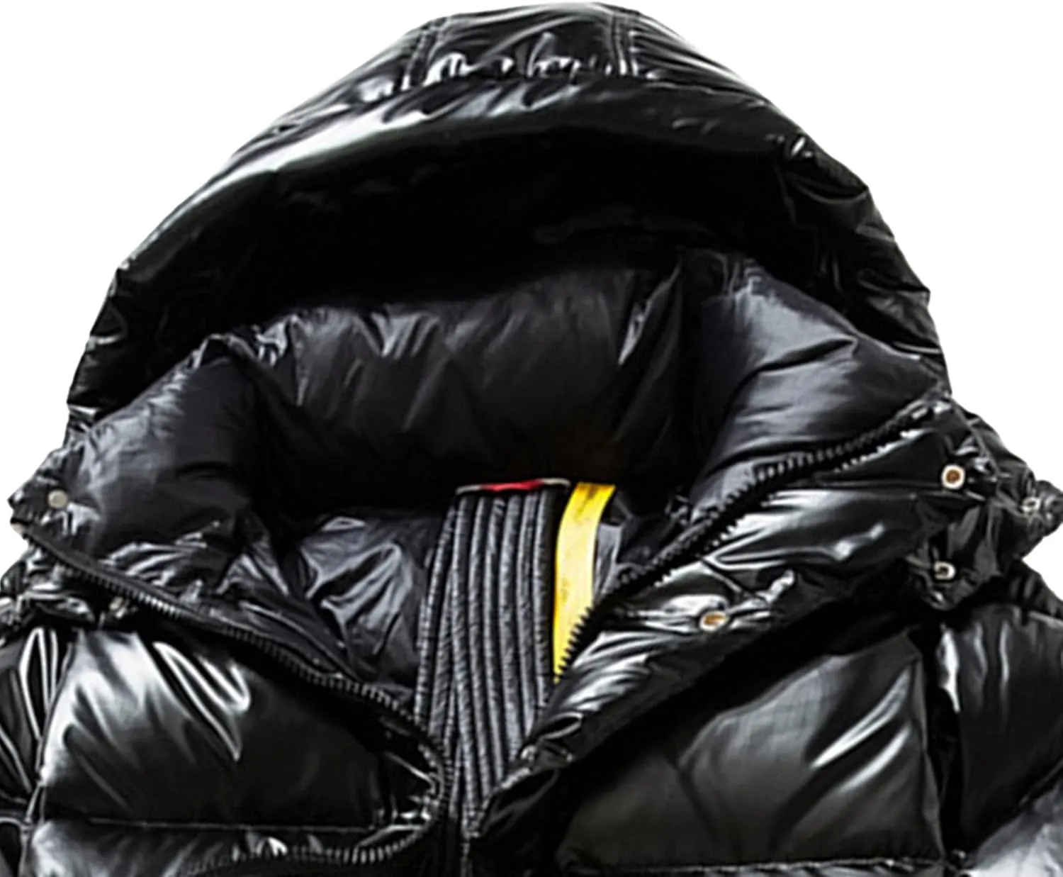 Men's Waterproof Glossy Down Jacket Winter Warm Puffer Hooded Coat Full Zip Padded Windproof Down Casual Jacket