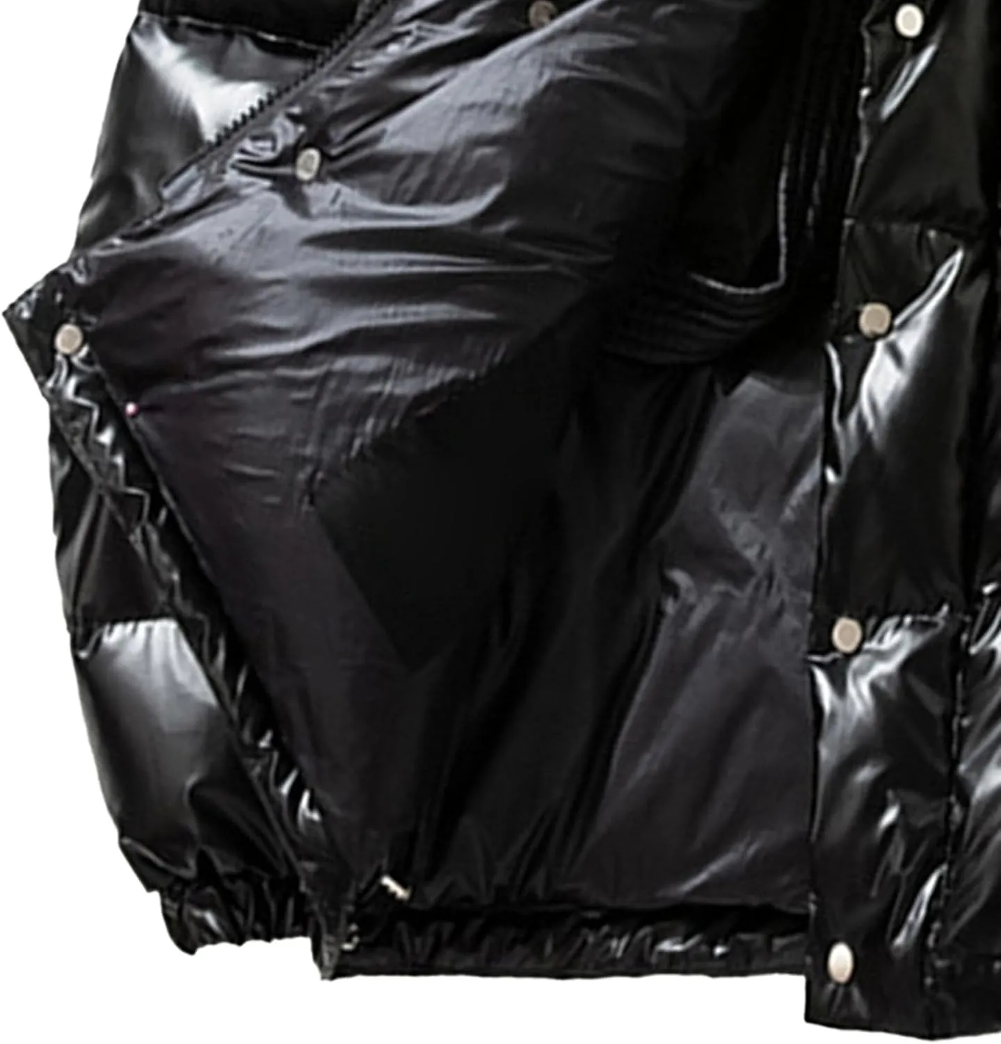Men's Waterproof Glossy Down Jacket Winter Warm Puffer Hooded Coat Full Zip Padded Windproof Down Casual Jacket
