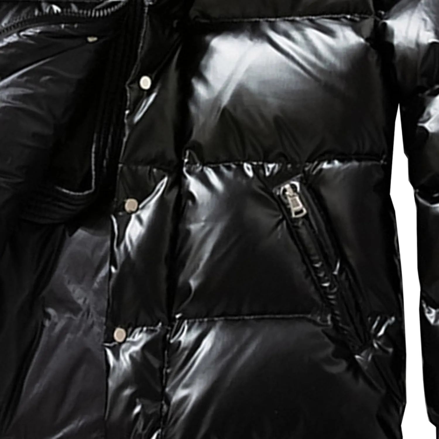 Men's Waterproof Glossy Down Jacket Winter Warm Puffer Hooded Coat Full Zip Padded Windproof Down Casual Jacket