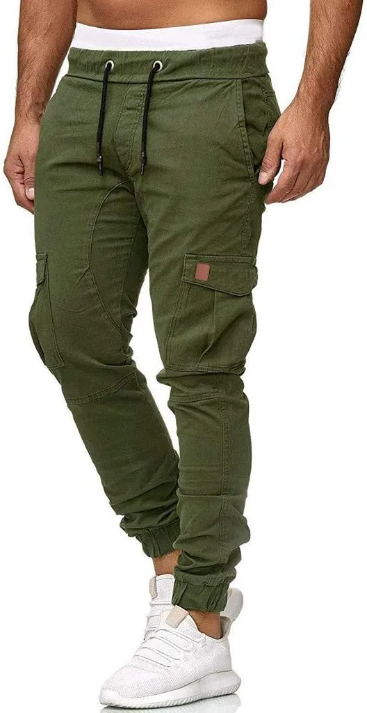 Mens Workout Cargo Sweatpants Joggers Pants Loose Fit Men's Classic-Fit Expandable-Waist Flat-Front Pant Golf Joggers