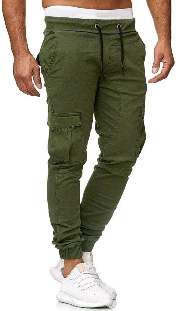 Mens Workout Cargo Sweatpants Joggers Pants Loose Fit Men's Classic-Fit Expandable-Waist Flat-Front Pant Golf Joggers