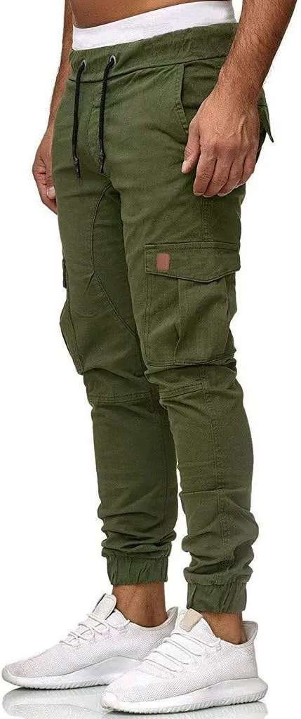Mens Workout Cargo Sweatpants Joggers Pants Loose Fit Men's Classic-Fit Expandable-Waist Flat-Front Pant Golf Joggers