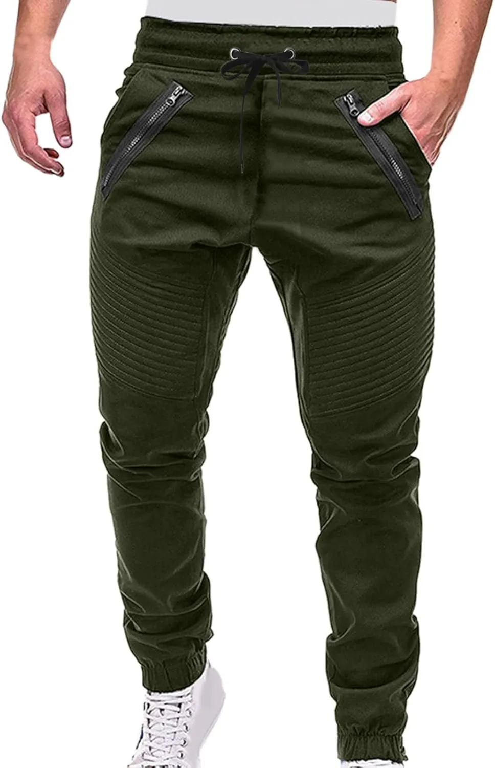 Mens Workout Cargo Sweatpants Men's Heavyweight Fleece Cargo Sweatpant Elastic Waist Drawstring Trousers Baggy Jogger